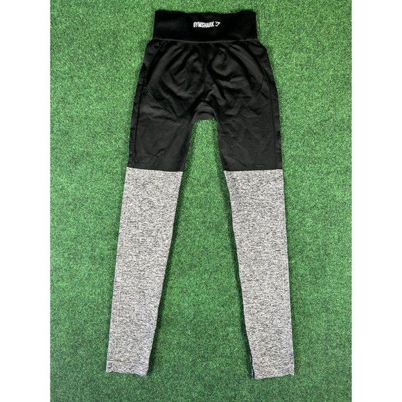 Gymshark Fit Sport Black & Gray Stretch Workout Leggings Womens Size Small - Picture 3 of 8